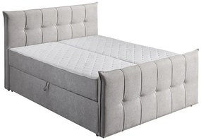 Επενδυμένο Κρεβάτι SONIC Διπλό με Στρώμα και Αποθηκευτικό χώρο σε Ύφασμα Μπέζ 160x200εκ. 165x222x115 εκ.