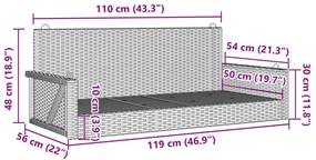 Παγκάκι Κούνια Μπεζ 119x56x48 εκ. από Συνθετικό Ρατάν - Μπεζ