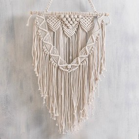 Διακοσμητικό Τοίχου Macrame Amarosa 50X50 Ivory Ρυθμός Βαμβάκι