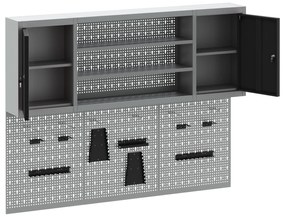 vidaXL Σετ Εργαλείων με 6 Τεμάχια και Πίνακα Pegboard Τοίχου Μαύρο Μέταλλο