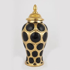 ΒΑΖΟ ΚΕΡΑΜΙΚΟ ΜΑΥΡΟ - ΧΡΥΣΟ 17.7x17.7x40cm