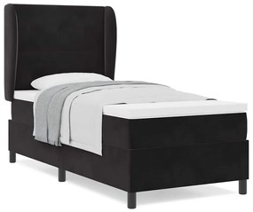 vidaXL Κρεβάτι με ελατήρια με στρώμα Μαύρο 80 x 200 cm Βελούδο