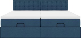 vidaXL Οθωμανικό κρεβάτι με στρώματα μπλε 200x200cm ύφασμα