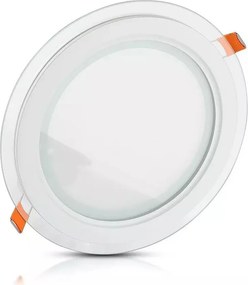 LED Πάνελ mini V-TAC 18W στρογγυλό Γυαλί Φώς Ημέρας