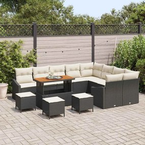 vidaXL Σετ Καναπέ Κήπου με μαξιλάρι 13 pcs Μαύρο Πολυ ράταν