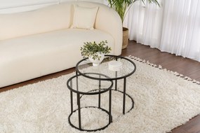 Σετ Τραπεζιών Σαλονιού Μαύρο CEZAR 60x60x43