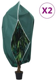 vidaXL Καλύμματα Φυτών Αντιπαγετικά Φερμουάρ 2τεμ. 70γρ/μ² 1,55x1,55μ.