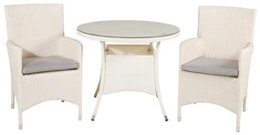 Σετ Τραπέζι και καρέκλες Dallas 619, Επεξεργασμένο γυαλί, Πλαστικό ψάθινο, Μαξιλάρι καθίσματος: Ναι | Epipla1.gr