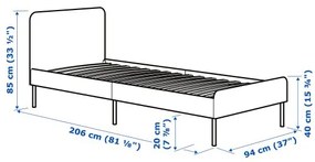 SLATTUM κρεβάτι με επένδυση, 90x200 cm 805.712.51