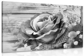 Εικόνα ενός vintage τριαντάφυλλου σε ασπρόμαυρο - 60x40