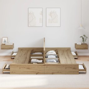 vidaXL Κρεβάτι με αποθηκευτικό χώρο artisan δρυς 200 x 200 cm