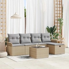 vidaXL Σετ Καναπέ Κήπου 6 pcs μπεζ και ανοιχτό γκρι 251 x 117 x 85 εκ.