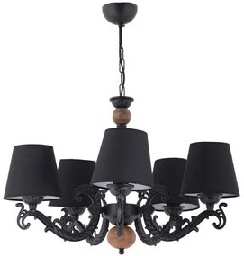 Φωτιστικό Οροφής Fiona Wood 390FLH2316 55x65cm 5xE27 40W Black Opviq