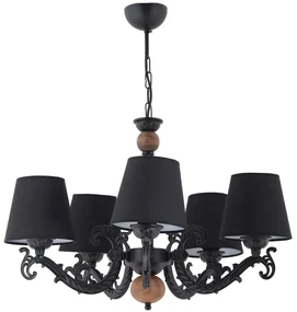 Φωτιστικό Οροφής Fiona Wood 390FLH2316 55x65cm 5xE27 40W Black Opviq