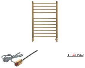 Thermo BELLAVIA Θερμαινόμενη πετσετοκρεμάστρα από ανοξείδωτο χάλυβα με ηλεκτρική λειτουργία, 75x50cm Brushed Brass Gold PVD