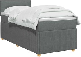 vidaXL Κρεβάτι box spring με στρώμα Σκούρο Γκρι 90 x 200 cm Ύφασμα