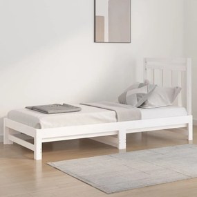 Καναπές Κρεβάτι Συρόμενος Λευκός 2x(90x200) εκ. Μασίφ Πεύκο