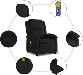 vidaXL Πολυθρόνα Μασάζ με Ανακλινόμενη Πόρτα Μαύρη Υφασμάτινη