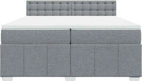 vidaXL Κρεβάτι Boxspring με Στρώμα Ανοιχτό Γκρι 200x200 εκ. Υφασμάτινο
