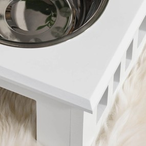 PawHut Σταθμός τροφοδοσίας σκύλου, αντιολισθητικός, 58,4 x 30,5 x 25,4cm, Λευκό, 2L ανά μπολ