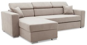 Γωνιακός καναπές-κρεβάτι αναστρέψιμος Lura pakoworld μπεζ 255x162x75-90εκ