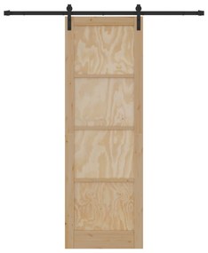vidaXL Συρόμενη Πόρτα με Σετ Εξαρτημάτων 78x232 εκ Solid Ξύλο Πεύκου