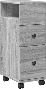 vidaXL Ντουλάπι Μπάνιου Στενό με Ροδάκια Γκρι Επεξεργασμένο Ξύλο