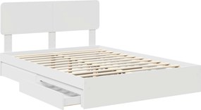 vidaXL Κρεβάτι Αποθήκης Λευκό 140 x 190 cm Επεξεργασμένο ξύλο