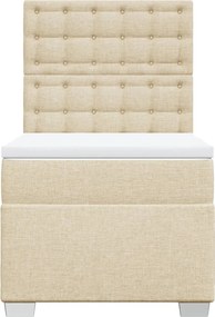 vidaXL Κρεβάτι Boxspring με Στρώμα Κρεμ 80 x 200 εκ. Υφασμάτινο