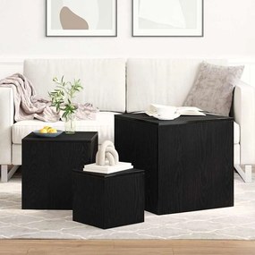 vidaXL Τραπέζι Σαλονιού με Στηρίγματα 3 pcs Μαύρη δρυς 45 x 45 x 45 cm