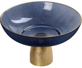 Διακοσμητικό Μπωλ Με Πόδι Mystery DAC1819 25x25x14cm Blue-Gold Espiel Glass