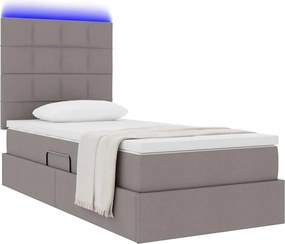 vidaXL LED Κρεβάτι αποθήκευσης με στρώμα Taupe 100 x 200 cm Ύφασμα