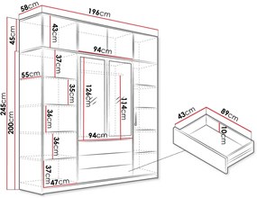 Ντουλάπα Kos 4D Τετράφυλλη με πατάρι