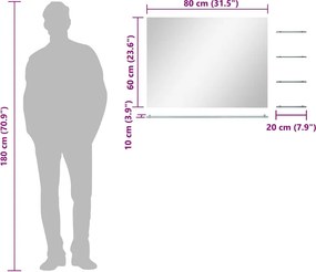 vidaXL Καθρέφτης Τοίχου Ασημί 80 x 60 εκ. με 5 Ράφια