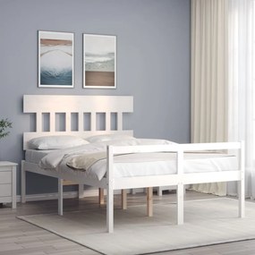 Κρεβάτι Ηλικιωμένου με Κεφαλάρι 140 x 200 εκ. Λευκό Μασίφ Ξύλο