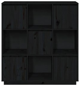 Ντουλάπι Ψηλό Μαύρο 110,5x35x117 εκ. από Μασίφ Ξύλο Πεύκου - Μαύρο