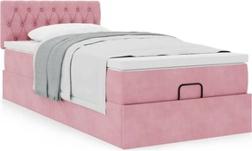 vidaXL Οθωμανικό κρεβάτι με στρώμα ροζ 100x200cm Velvet