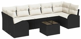 vidaXL Σετ Καναπέ Κήπου με μαξιλάρι 8 pcs Μαύρο, Κρέμα 55 x 55 x 37 εκ
