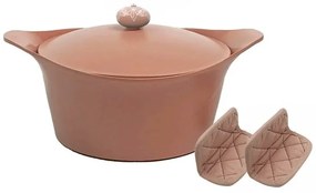 Κατσαρόλα Βαθιά Αντικολλητική Cocotte MJCPKROEN 24cm 4,5Lt Pink Cookut 24cm Αλουμίνιο