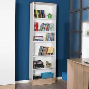 Βιβλιοθήκη Base Megapap χρώμα oak - λευκό 60x26x197εκ.