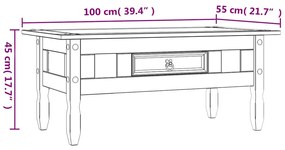 Τραπέζι Σαλονιού Μεξικ. Στιλ Corona Λευκό 100x55x45 εκ. Πεύκο - Λευκό