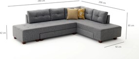 Corner Sofa-Bed Manama Corner Sofa Bed Right - Grey Grey