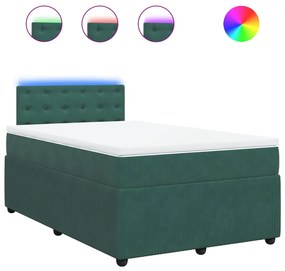 vidaXL Κρεβάτι Boxspring με Στρώμα Σκούρο Πράσινο 120x200εκ. Βελούδινο