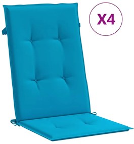 vidaXL Μαξιλάρια Καρέκλας Κήπου με Πλάτη 4 τεμ. Μπλε 120x50x3 εκ.