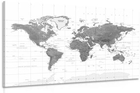 Εικόνα όμορφο παγκόσμιο χάρτη σε ασπρόμαυρο - 90x60