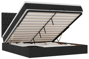 vidaXL Οθωμανικό κρεβάτι με στρώμα Μαύρο 160x200cm Ύφασμα
