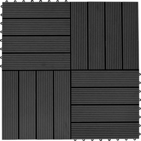 vidaXL Πλάκα Κατασκευής 11 pcs Μαύρο 30 x 30 cm WPC