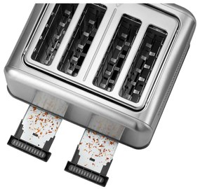 Τοστιέρα ψωμιού BUYDEEM DT640E, 1800W, 4 υποδοχές, 7 αυτόματα προγράμματα, 7 επίπεδα φρυγανίσματος, ενδεικτικές λυχνίες LED, δίσκοι ψίχας, High pop-up, Inox