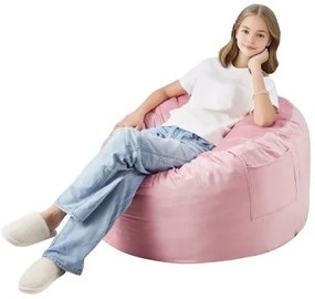 VEVOR 3 feet Round Bean Bag Chair with Removable Cover &amp; Dutch Velvet Pink