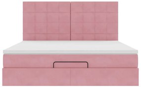 vidaXL Οθωμανικό κρεβάτι με στρώματα ροζ 180x200cm Velvet